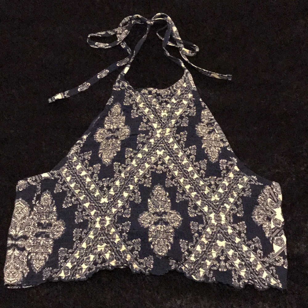 Bandana Style Tie Crop Halter Top